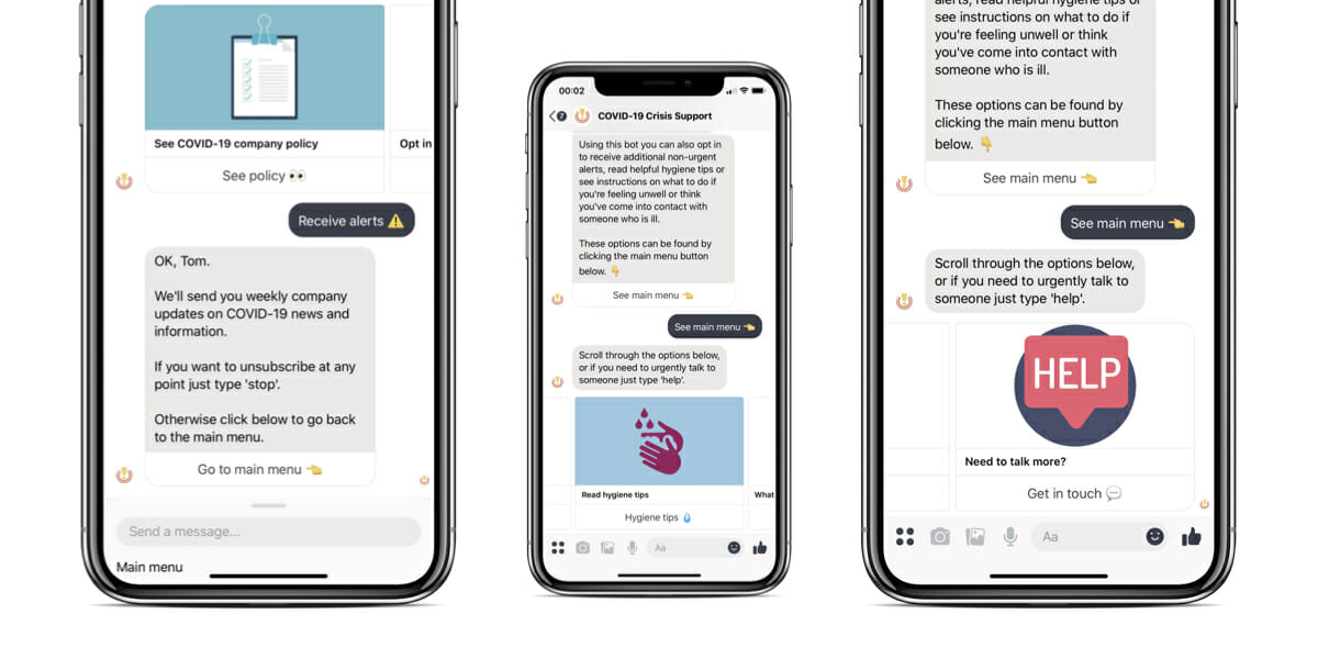 Send alerts and updates, provide helpful resources and link to help.